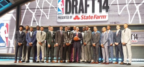Nik Stauskas (second from right) with the rest of the top prospects and commissioner Adam Silver.